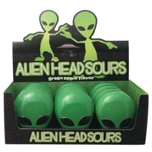Boston America Alien Head Sour Shaped Green Hard Candy 10ct